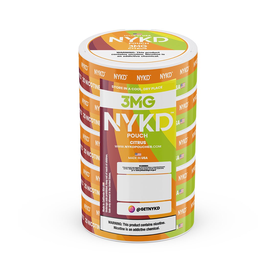 NYKD-3MG-CITRUS_9de79e4e-ad03-4cc6-8c8b-ef6a14e69a47 NYKD POUCH USA - Premium Nicotine Pouches - Citrus | 5-Pack Sleeve - Image 1
