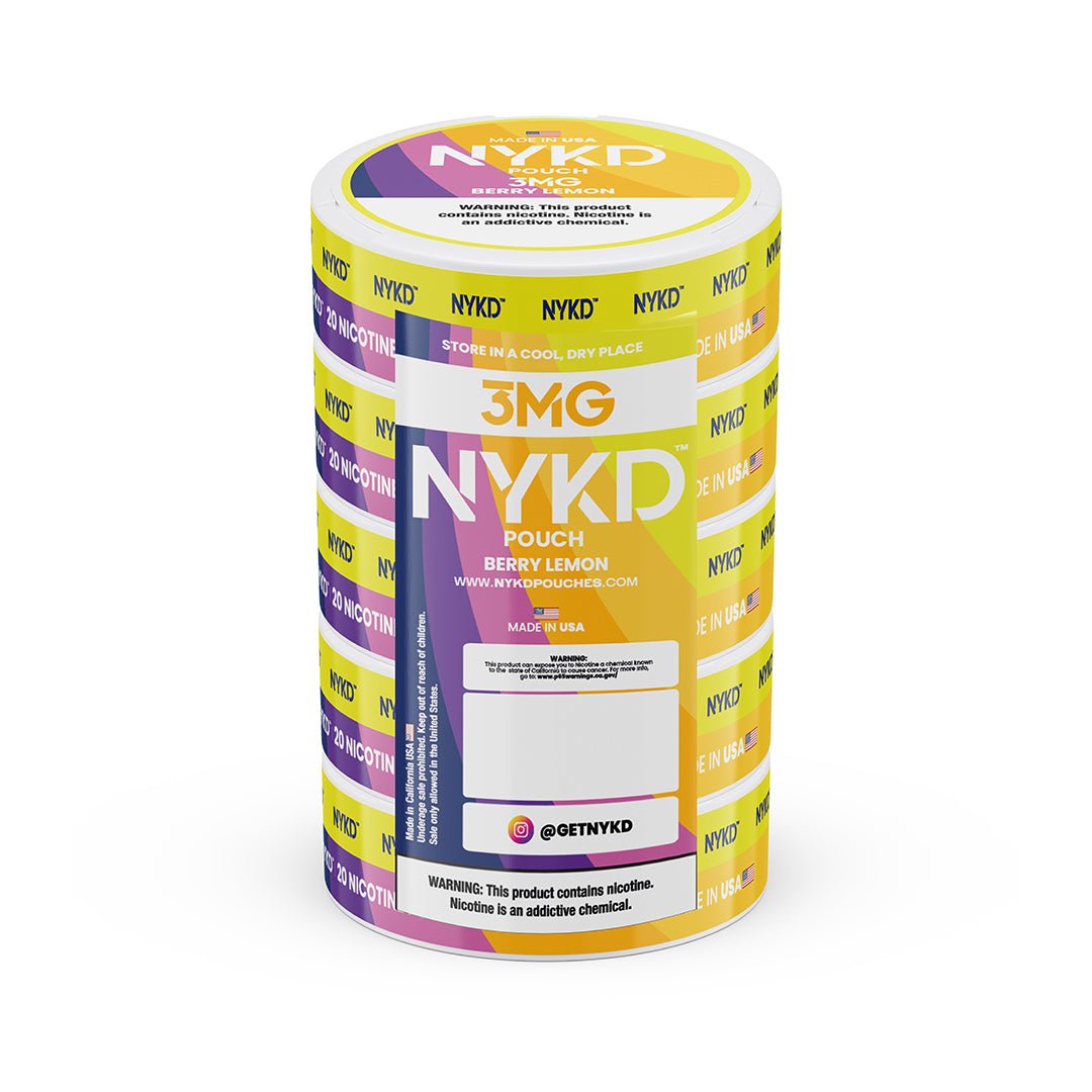 NYKD-3MG-SLEEVES-BERRY-LEMON_9098958a-b3df-4863-bc80-59a0fb24f50d NYKD POUCH USA - Premium Nicotine Pouches - Berry Lemon | 5-Pack Sleeve - Image 1