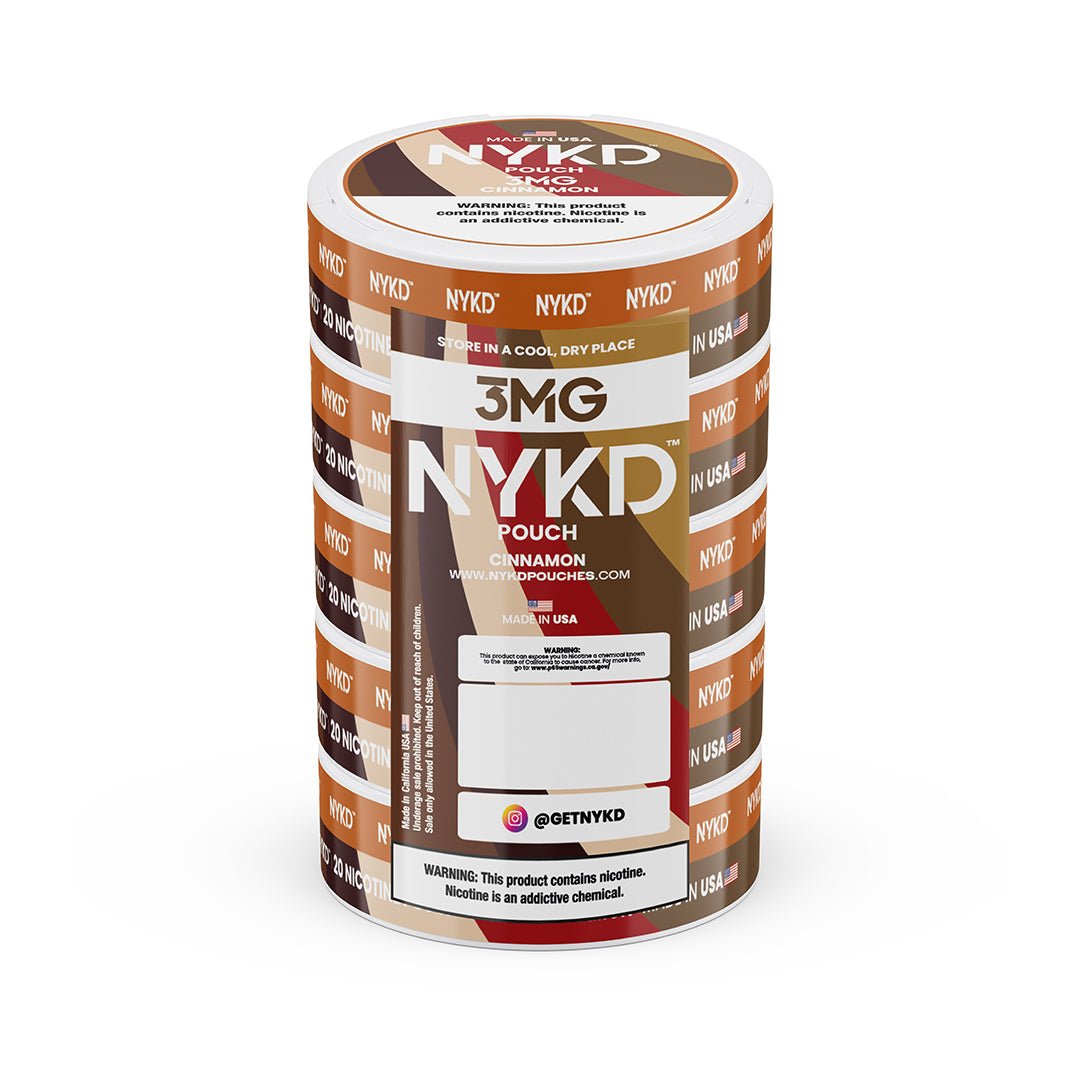 NYKD-3MG-SLEEVES-CINNAMON_3997df63-2d26-4a31-ad40-897c11234bee NYKD POUCH USA - Premium Nicotine Pouches - Cinnamon | 5-Pack Sleeve - Image 1